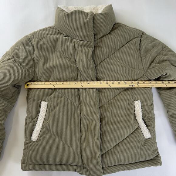 Hurley Women's Corduroy Fairsky Quilted Corduroy Puffer Jacket Olive Green Sz.S - Picture 9 of 9